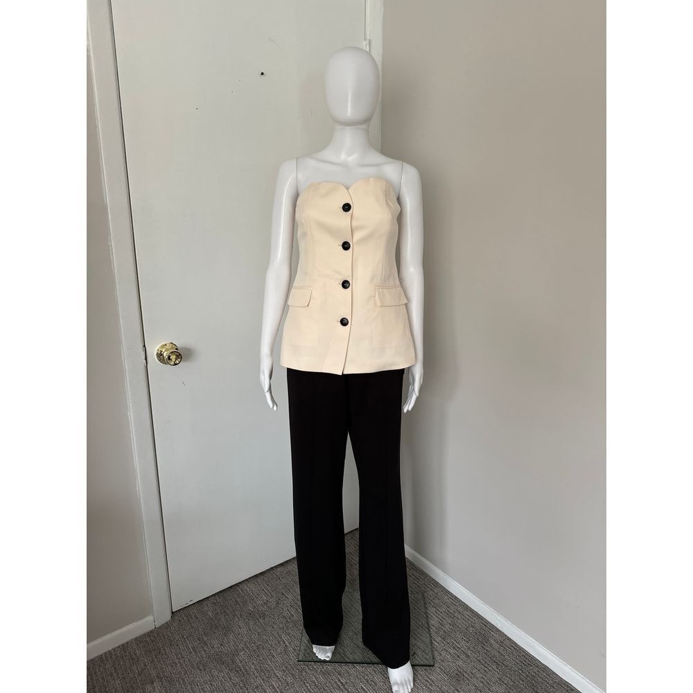Commense Cream Strapless Corset Tube Top Button Front Vest Size S - Picture 9 of 15